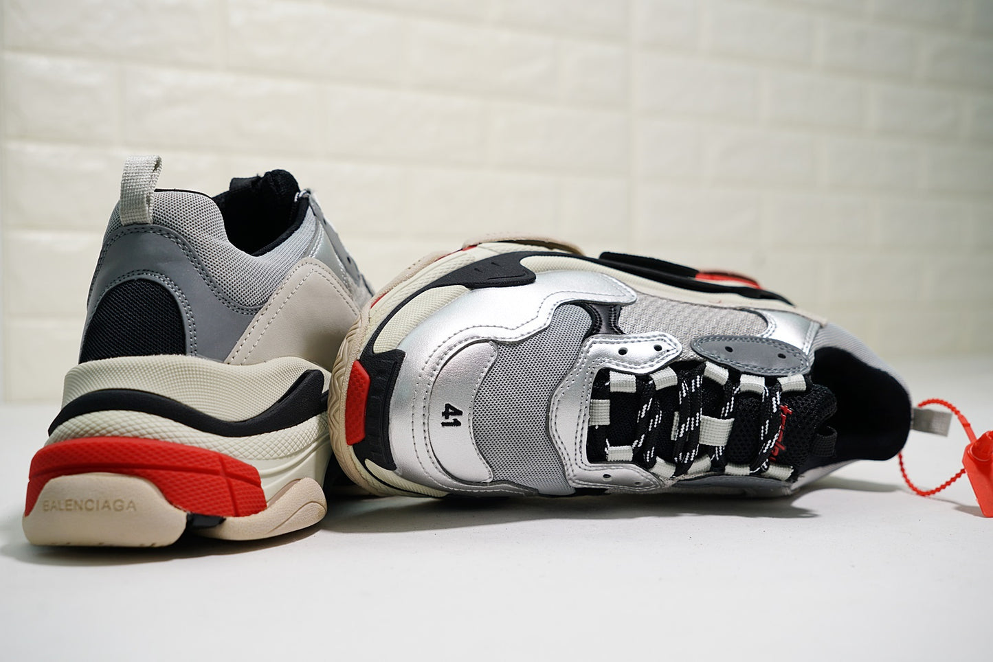 Triple s silver red solid sole - whatever on