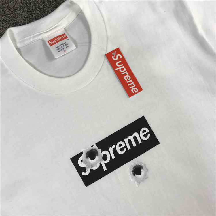 Sup Box Logo Bullet Hole Short Sleeve Tee - whatever on